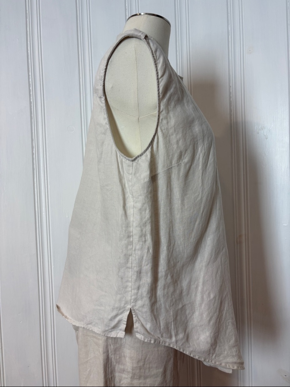 TRISTAN 100% Linen Set | Beige Jogger Pants & Sleeveless Button Shirt | Size XL - Picture 5 of 13